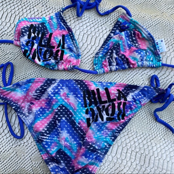 Billabong pink blue white tye dye bikini set - Picture 4 of 7
